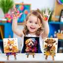 cviokrdu Dog Paint by Numbers Kit for Kids with Frame - Wooden Easel, Animals Paint by Numbers for Kids Ages 4 8 12, Easy Acrylic Oil Painting Kits for Home Wall Decoration 8x8 inch