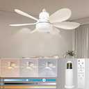 Socket Ceiling Fans with Lights and Remote E26/E27 Base Socket Fan Light with Led Bulb 1000 Lumens 3 Colors Screw in Small Ceiling Fan for Living Room Bedroom Kitchen Closet garage