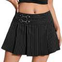 SweatyRocks Women's High Waist Pleated Skirt Stripe Print School A Line Mini Skirts (Medium)