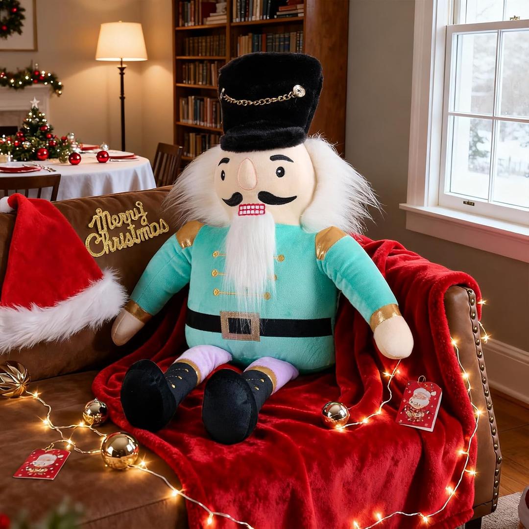 Lanpn Nutcracker Christmas Pillow Nutcracker Pillow Christmas Decoration Winter Throw Cushion for Sofa Living Room Bedroom Xmas Decor (23x31 inch, Blue)