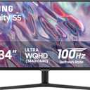 SAMSUNG 34" ViewFinity S50GC Series Ultra-WQHD Monitor, 100Hz, 5ms, HDR10, AMD FreeSync, Eye Care, Borderless Design, PIP, PBP, LS34C502GANXZA, 2023, Black