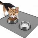 Silicone Pet Feeding Mat, 26x26 Inch Waterproof Dog Bowl Mat Non-Slip, Machine Washable, Thin 0.23 Inch Edge for Messy Eaters, Protects Hardwood & Tile Floors, Dark Grey