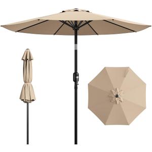 9FT Patio Umbrella,Outdoor Table Umbrella with Push Button Tilt & Crank,Pool Umbrella with Fade-Resistant Canopy, Heavy-Duty Steel Frame, Vented Top, for Deck, Backyard & Market