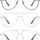 AMOMOMA Aviator Reading Glasses for Women,Men Blue Light Blocking Computer Readers Trendy Retro Metal Frame AM6162US