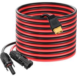 VIKKSAER 25FT-7.62M 10AWG Solar to XT60 Charge Extension Cable, Solar Panel Connector to XT60 Adapter Cable for LiFePO4 Battery RV Portable Power Station & Solar Generator (25FT-7.62M 10AWG)