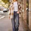 AUTOMET Shackets for Women Plaid Flannel Shirts Fall Winter Jackets Cute Tops Trendy Western Cowgirl Outfits Teen Girls Coats (Brown, XS)