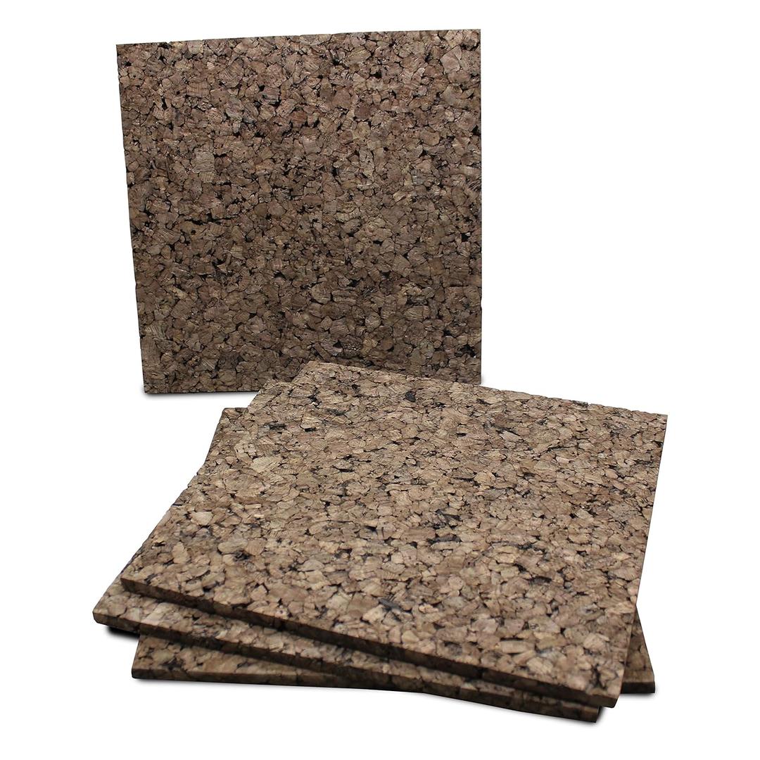 Flipside Products 12" x 12" x 9.5mm Thick Dark Brown Cork Squares, Wall Tiles, Square Pinning Cork Board, Bulletin Board Mini Wall Board - 4 Pack