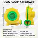 Air Blower, 950W 1.25HP Bounce House Blower, Portable Pump Fan Perfect for Inflatable Bouncy Castle, Jumper, Water Slide, Leaf Blower Corded(950 Watt 1.25HP)
