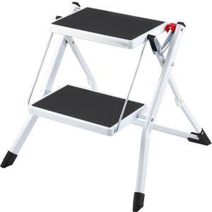 VEVOR Step Ladder 2-Step 330lbs Capacity, Ergonomic Folding Steel Step Stool with Wide Anti-Slip Pedal, Sturdy Step Stool for Adults Toddlers, Multi-Use for Household, Kitchen, Office, RVs