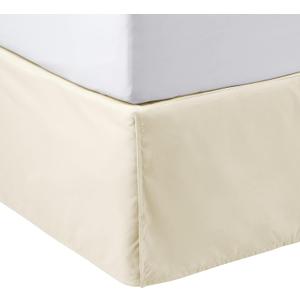 Amazon Basics Lightweight Pleated Bed Skirt, Queen, Beige, Wrinkle Resistant, Fade Resistant, Machine Washable