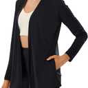 HODOSPORTS Womens UPF 50+ Rash Guard Cardigan UV Sun Protection Shirts with Pockets Swim Cover Up Long Sleeve Lightweight (Black, M)