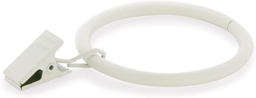 Ivilon Drapery Curtain Clip Rings - Set of 14 Decorative Drapery Rings Curtain Clip Rings with Strong Clips 2" Diameter - Color Ivory
