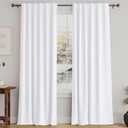 Turquoize White Curtains 96 Inch Long Insulated Thermal Curtain for Bedroom Back Tab Rod Pocket Room Darkening Curtains for Living Room, 52" W x 96" L inch (Set of 2 Panels), Pure White