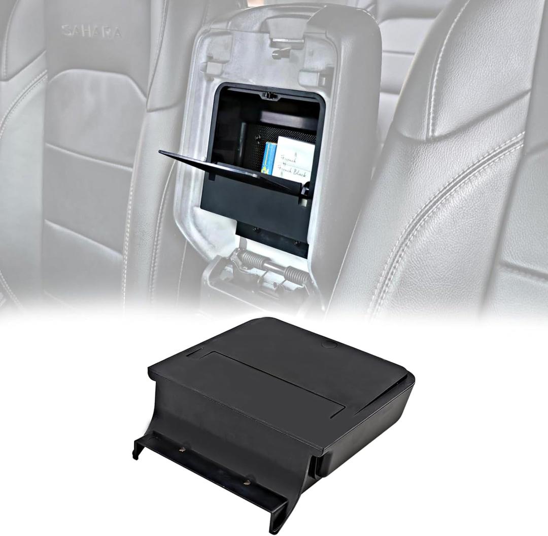 Jeep Wrangler JL One-Touch Hidden Storage Console Box, Center Console Hidden Storage Box for 2018-2026 Jeep Wrangler JLU 4XE & Gladiator JT Accessories 2/4 Door, Center Console Box, Black (6.77 x 6.16 x 1.81 inches)