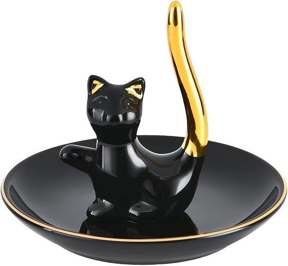 Cat Ring Holder Ring Dish Decorative Animals Trinket Tray Jewelry Storage Tray for Necklace Earrings Anniversary Christmas