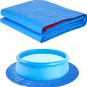 12 x 12 Ft Swimming Pool Ground Cloth, Round Swimming Pool Liner Pad Heavy Duty Pool Ground Mat Protector Pad Prevents Punctures Pool Tarp for Above Ground Swimming Pools