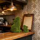 2pcs Easter Rabbit Resin Statues, one Large and one Small, Gazing lovingly at Each Other; Outdoor Patio Sculptures, Unique Easter Spring Home Decor Gifts (Green)