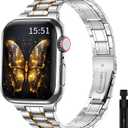 maenwvo Stainless Steel Band Compatible with iWatch 42mm(Series 10 11) 38mm 40mm 41mm, Metal Strap for Women iWatch Bands Series 10 9 8 7 6 5 4 3 2 1 SE
