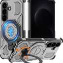 for Samsung S26 Case with 360 Spin Magnetic Stand, [Compatible with MagSafe][Military-Grade Protection], Heavy Duty Magnetic Phone Case ONLY for Galaxy S26 (Gray)