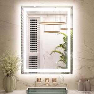 Keonjinn 24x32 Inch LED Bathroom Mirror with Light, Frontlit & Backlit, Lighted Mirrors for Bathroom Wall with Dimmable 3-Color Lights, Anti-fog Vanity Mirror with Tempered Glass, UL-Listed LED Driver