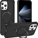 Compatible with iPhone 15 Pro Case with Invisible Magnetic Kickstand [Compatible with MagSafe] [10-FT Military Drop Protection] Slim Hard Back Soft Edge Phone Cover 6.1 Inch, Black