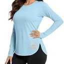 HIBETY Women's Long Sleeve Shirts UPF 50+ Sun Shirts Workout Athletic Tops Lightweight Quick Dry Rashguard Outdoor Hiking Yoga Gym Active Tees Blue, M
