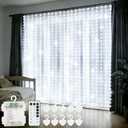 echosari Curtain Lights Battery Operated, 300 LED Fairy Curtain Lights 9.8 x 9.8Ft with Timer Hooks for Bedroom Wedding Backdrop Indoor Decor (Cool White)