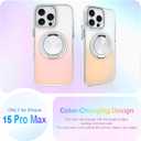 Iridescent Case for iPhone 15 Pro Max Case with Stand [ Compatible with MagSafe ], Military Grade Heavy Duty Cover with Magnetic 360 Rotatable Ring Kickstand for Women Men, Holographic White