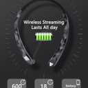 Bluetooth 5.3 Neckband Headphones, Retractable Headphones with ANC, IPX5 Waterproof, 18H Playback for Gym, Running and Outdoor Sports