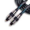 SatelliteSale Digital Toslink SPDIF Audio Optical Fiber Cable Universal Wire Nylon Black/Silver Cord 6 feet