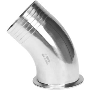 DERNORD Sanitary Hose Barb Pipe Fitting 3" Tri Clamp (91MM Ferrule) 45 Degree Elbow Tube OD 3"/76MM