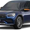 Kayme Half Car Cover, Windshield Cover for Ice and Snow Top with Reflective Straps, Roof Cover Waterproof All Weather Dust, Sun Protection. Front Rear Window Cover Fit SUV. YM (UP to 142'')