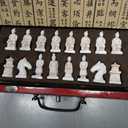 Vintage Chinese Terracotta Warrior 32 Chess Set Wood Table Chess Games Gift, 4cm