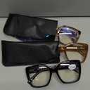 DOOViC 3 Pack Oversized Reading Glasses for Women Blue Light Blocking Square Stylish Computer Readers (3.00 x, 3 Colors-s1)