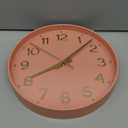Wall Clock 12 Inch Silent Wall Clocks Battery Operated-Modern Non Ticking Analog Clock Decorative for Kitchen Bedroom Office (Pink Gold)