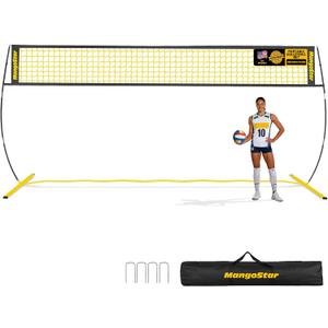MangoStar Volleyball Net, 20FT Portable Volleyball Net for Backyard Beach, Adjustable Height, Freestanding Volleyball Net with Carry Bag for Indoor&Outdoor, Professional Net for Hitting&Serving