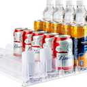 Automatic Soda Can Dispenser for Refrigerator  5-Row Drink Organizer Holds 25 Cans, Spring-Loaded Pusher, Fits 12oz/16oz/20oz Bottles, No-Tool Assembly