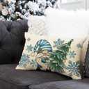 Winter Blue Gnome Lumbar Decorative Throw Pillow Cover 12 x 20, Pine Tree Snowflake Rectangle Cushion Case Decor, Christmas Holiday Seasonal Home Decoration for Sofa Couch