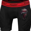 Youper Boys Youth Padded Sliding Shorts with Soft Protective Athletic Cup for Baseball, Football, Lacrosse (Black, Youth Small)