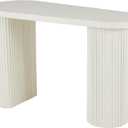Deco 79 Metal Handmade Living Room Console Table Oval Table with Ribbed Legs, Entryway Table 47" x 19" x 30", White