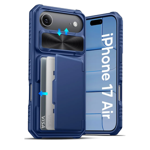 ATATOO for iPhone Air Wallet Case, Built-in Card Holder (3-5 Cards) & Slide Camera Cover & RFID Blocking, Military Grade Protection, Hard Shockproof Cover Case for iPhone Air (17Air) 2025 6.5", Blue