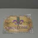Craig Bachman 12" Festive Wooden Mardi Gras Welcome Sign: Colorful Wall and Door Decoration for Seasonal Celebrations, Perfect as Home Decor or Wreath Accent