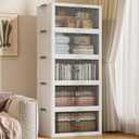 SAILUN 136Gal/543Qt Stackable Storage Bins Folding Collapsible Storage Bins with Lid, Closet Organizers and Storage, Grey 26" W x 17" D x 71" H