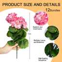 6 Bundles Artificial Flowers for Outdoors, Faux Geraniums Artificial Flowers Realistic, Faux Plants Outdoor UV Resistant for Garden Patio Porch Window Box Home Indoor Outdoor Decor (12, Pink)