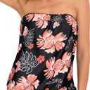 Holipick Strapless Tankini Tops for Women Swimwear Top ONLY Bandeau Bathing Suit Blouson Swimsuit No Bottom (Large, Floral)