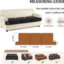 Soft Leather 3 Pieces T Cushion Sofa Slipcovers Skin-Friendly T Cushion Couch Cover Pets Friendly T-Shaped Couch Cushions Covers Luxurious PU Leather 3 Individual Cushios Sofa Covers Black