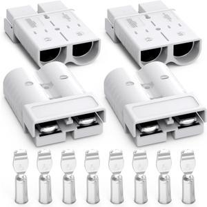 Anderson Connector, 350Amp Battery Quick Disconnect 2/0AWG 600V Heavy-Duty Winch Wiring Kit for Towing (4Pack) - Gray