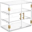 3-Tier Acrylic Bakery Display Case with Removable Trays, Clear Pastry Cabinet Countertop Bread Storage Box for Kitchen Bakery Shop Ideal for Bread, Bagels, Donuts, Desserts