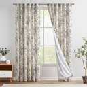 jinchan Lined Linen Blend Curtain Floral Curtains for Living Room 84 Inches Long Black Peony Flower Printed Curtain Back Tab Farmhouse Patterned Drapes Bedroom Window Curtains Set 2 Panels