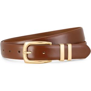 WHIPPY Women's Leather Belts for Jeans Pants Fashion Ladies Belt Gold Buckle Belts for Women (2-brown)